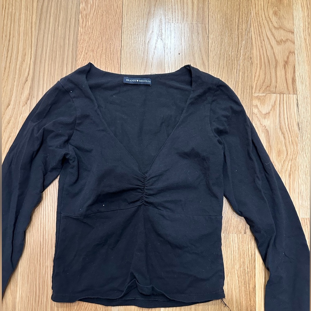 Black Brandy Melville v-neck long sleeve shirt / top